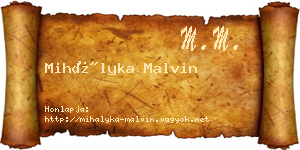 Mihályka Malvin névjegykártya